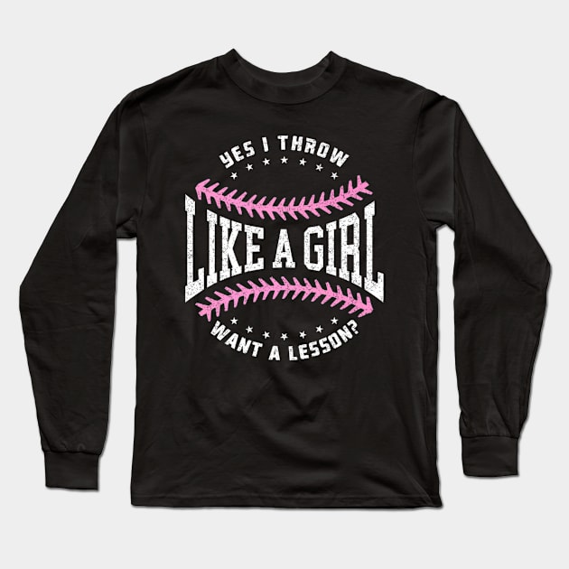 Play Like A Girl Softball Player Long Sleeve T-Shirt by Magic Ball